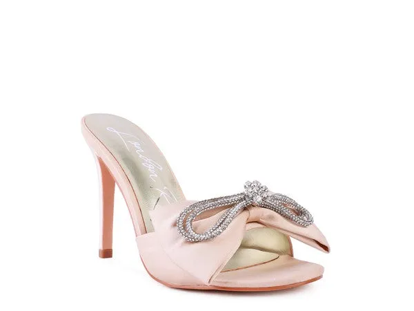 BRAG IN CRYSTAL BOW SATIN HIGH HEELS