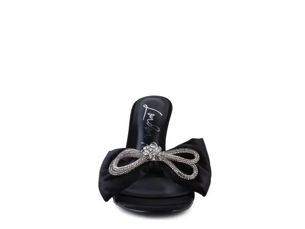 BRAG IN CRYSTAL BOW SATIN HIGH HEELS