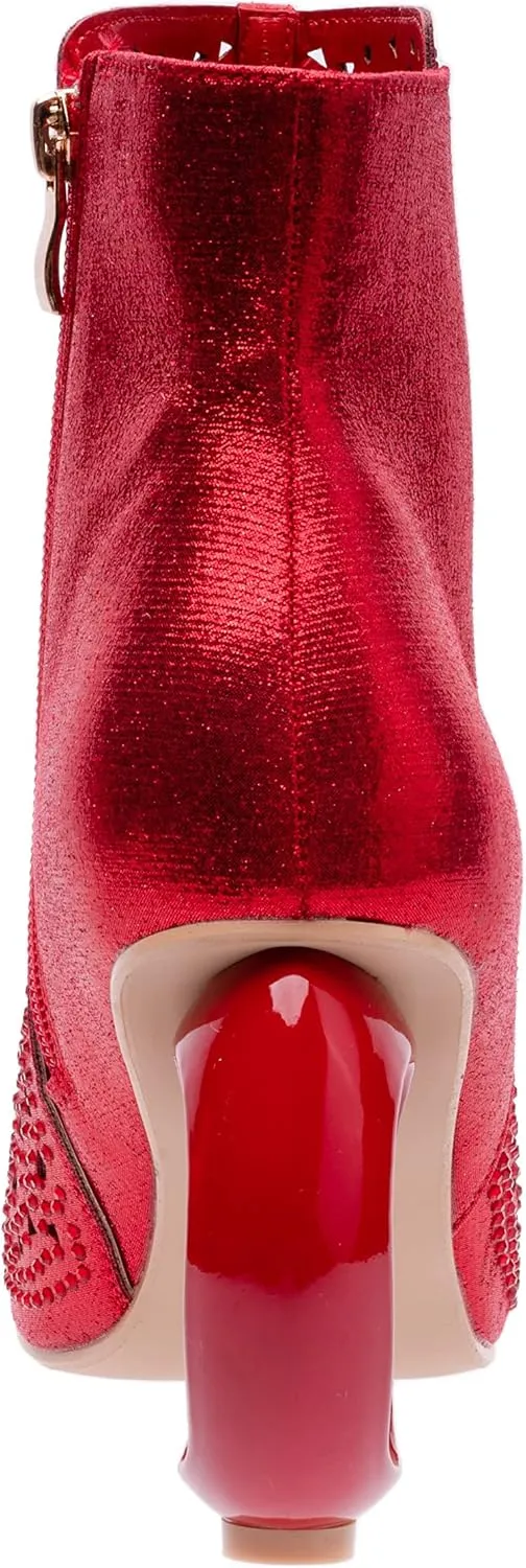 Breeze Metallic Laser-Cut Bootie On A 3.5 Inch Circular Heel