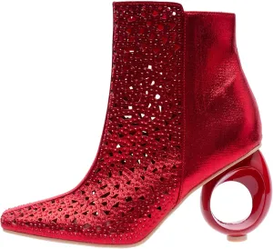 Breeze Metallic Laser-Cut Bootie On A 3.5 Inch Circular Heel