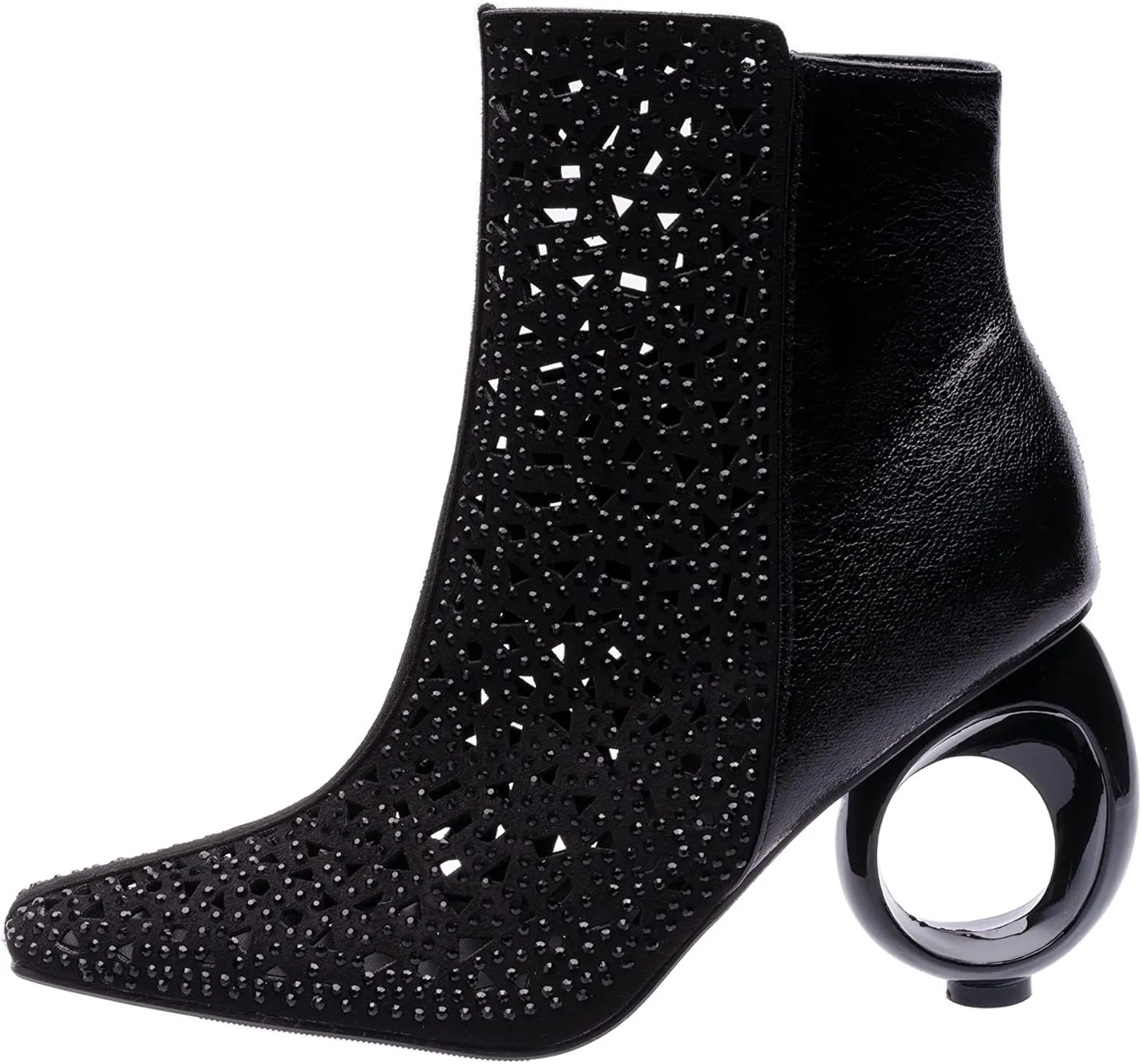 Breeze Metallic Laser-Cut Bootie On A 3.5 Inch Circular Heel