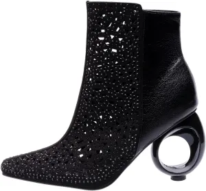 Breeze Metallic Laser-Cut Bootie On A 3.5 Inch Circular Heel