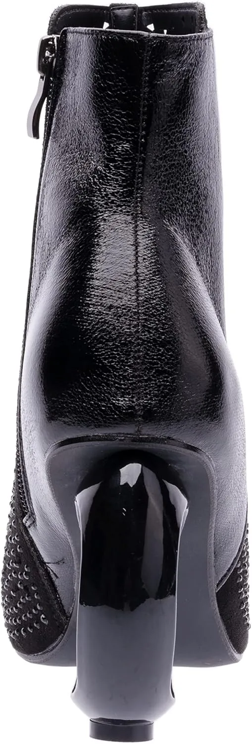 Breeze Metallic Laser-Cut Bootie On A 3.5 Inch Circular Heel