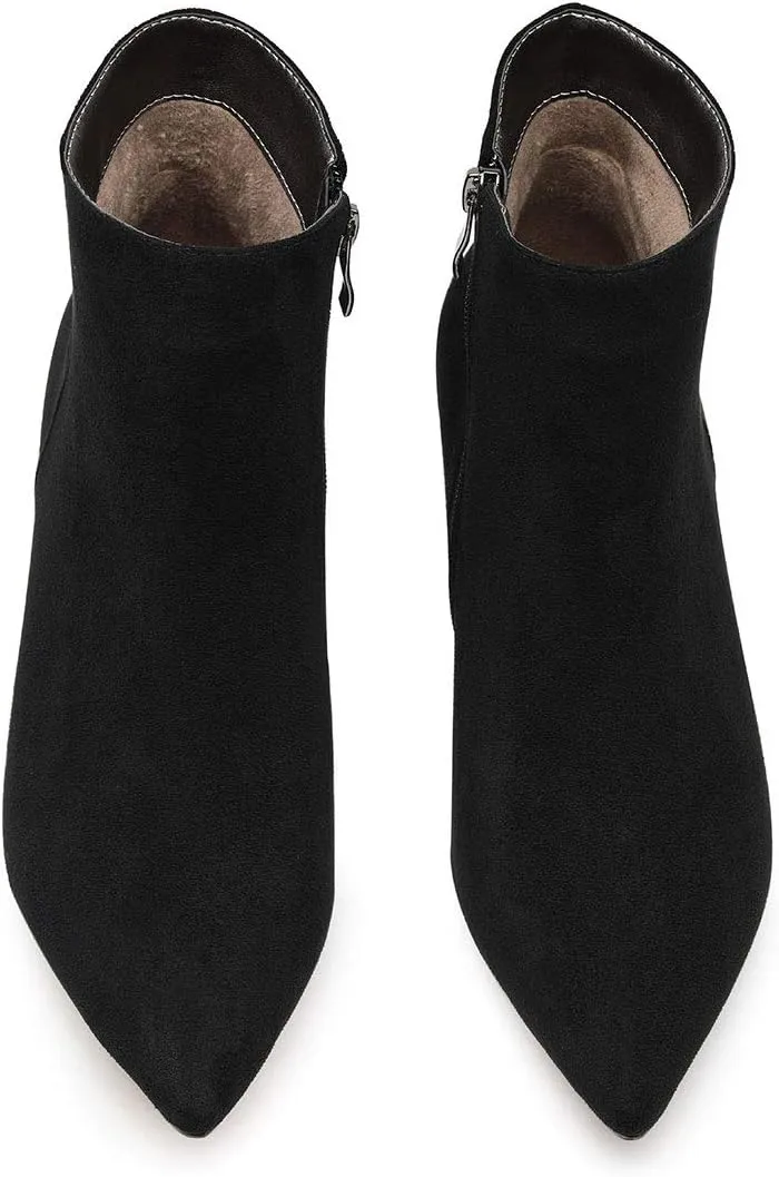 Castamere Womens Block Chunky Heel Boots Pointed Toe Slip-on Ankle Boot with Zipper 5CM Shoes