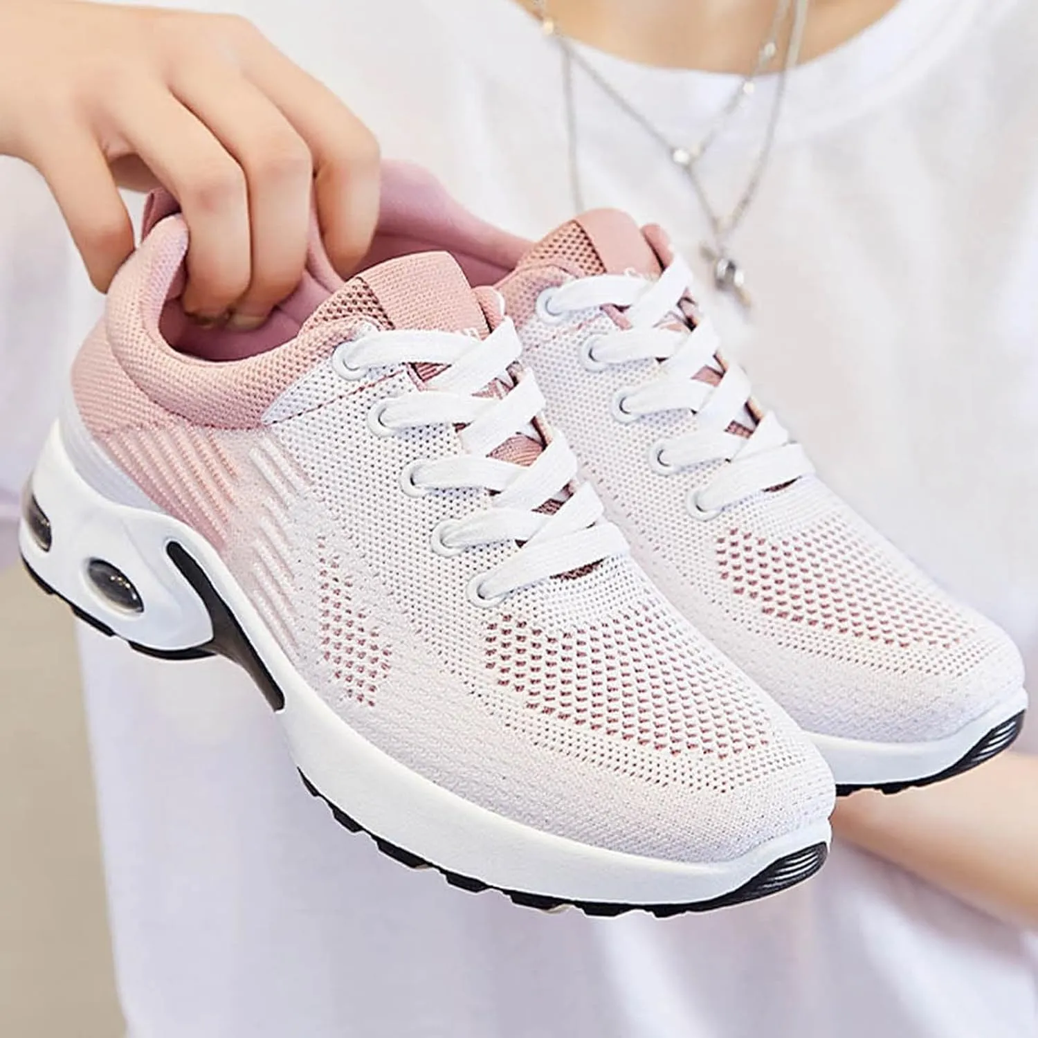 Cathalem Musabela Orthopedic Sneakers for Women, Comfortable Orthopedic Shoes Mesh Casual Breathable Knit Air Cushion Shoes