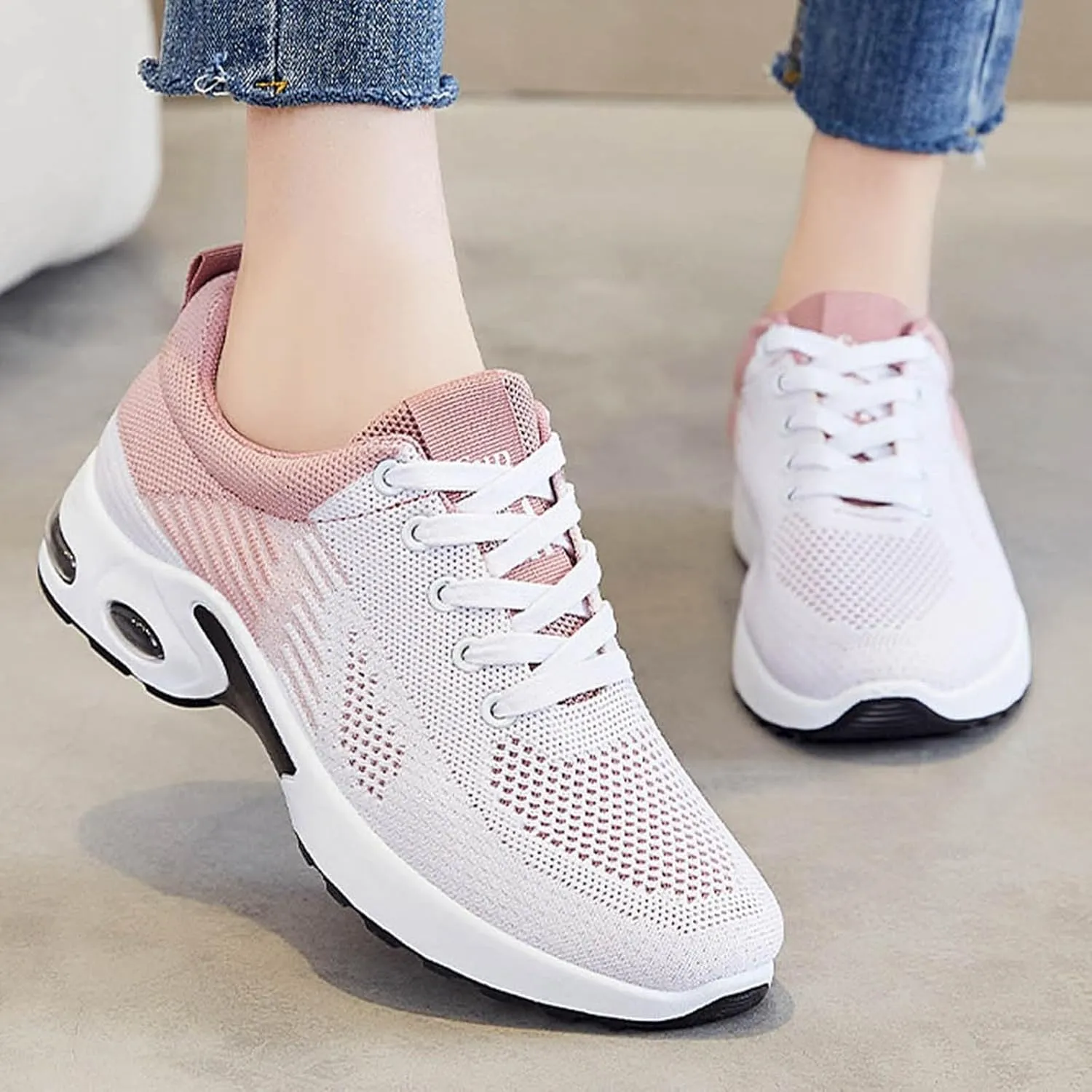 Cathalem Musabela Orthopedic Sneakers for Women, Comfortable Orthopedic Shoes Mesh Casual Breathable Knit Air Cushion Shoes
