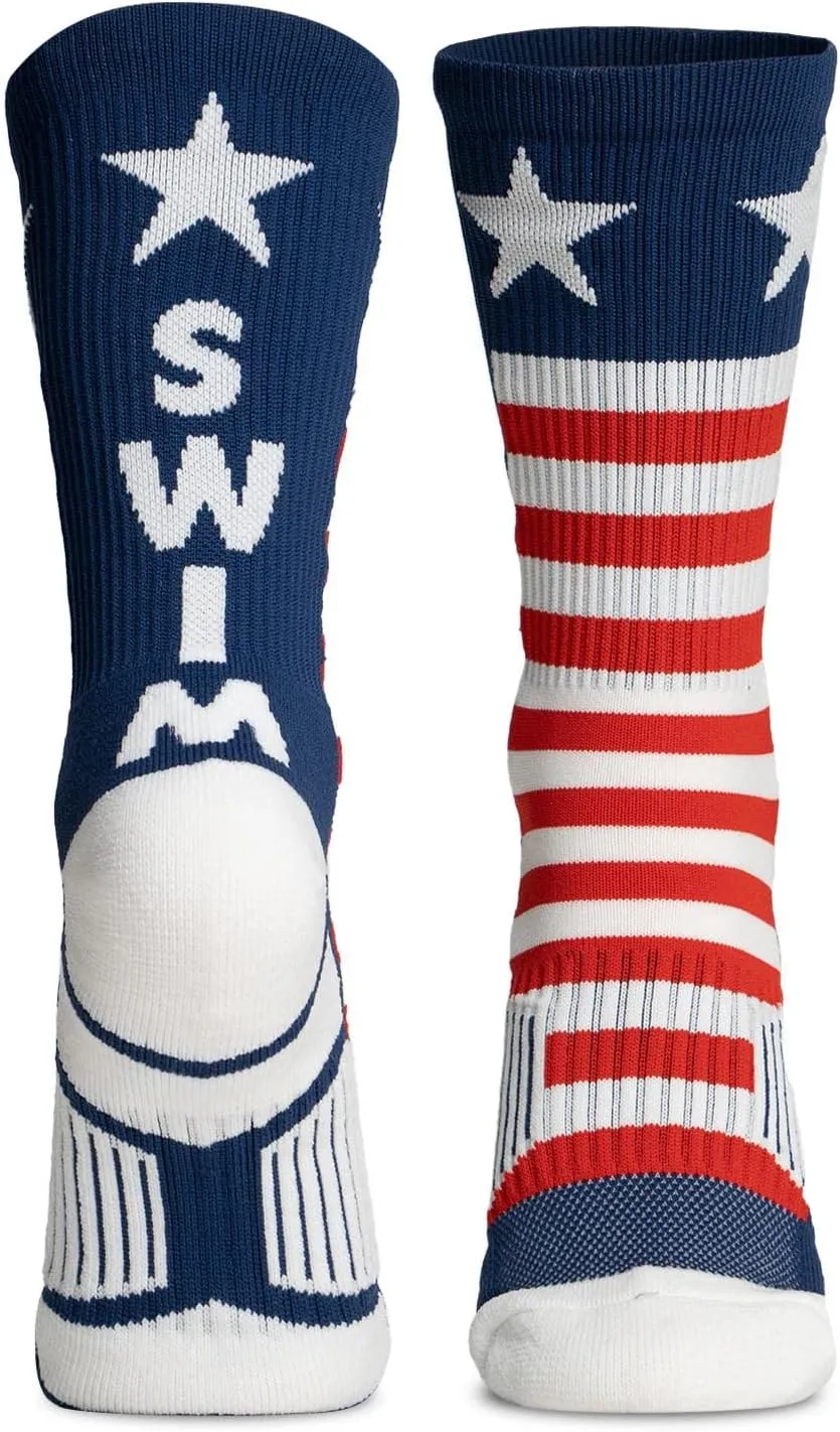 ChalkTalkSPORTS Swimming Performance Crew Socks - Multiple Designs & Colors - Youth & Adult - Swimming Mid-Calf Socks
