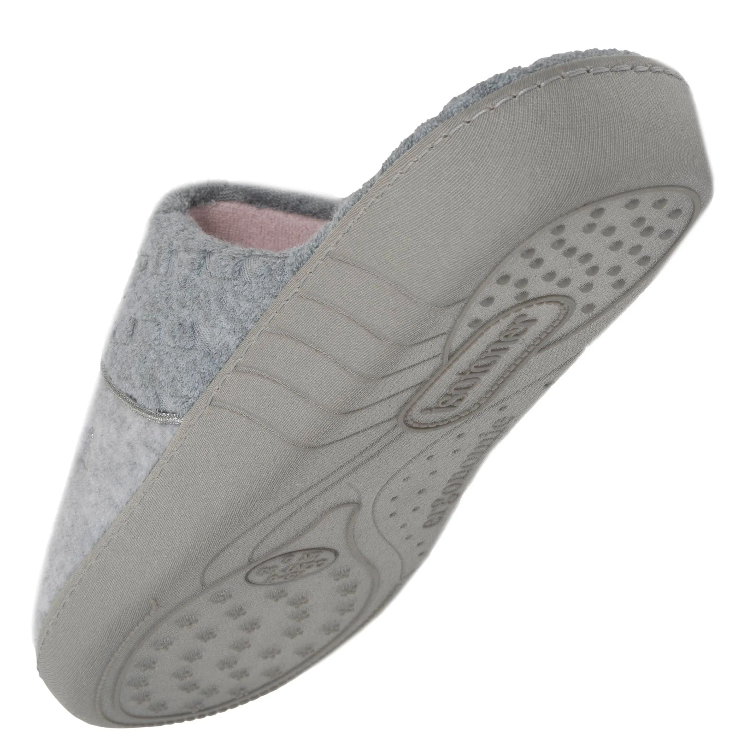 Chaussons mules Femme Gris chiné feutrine