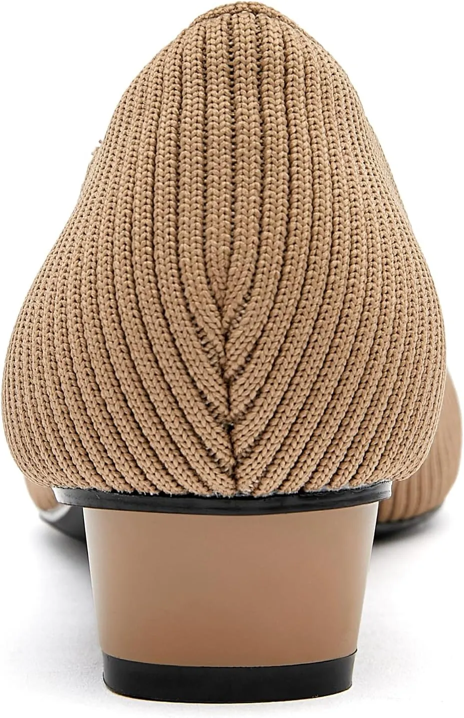 Chunky Heels for Women Knit Ballet Shoes Pointed Toe Low Heel Mesh Comfortable Block Pumps Dress Shoes