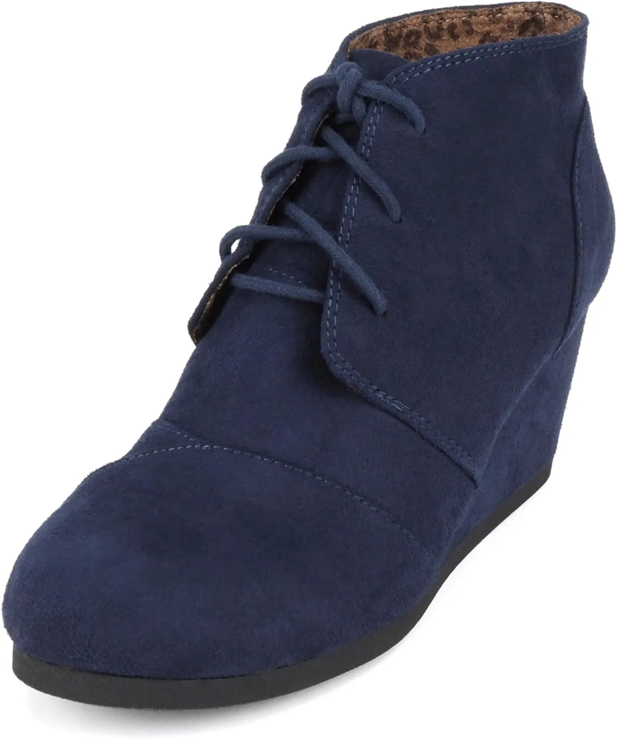 CITYCLASSIFIED “REX” ~ Women Lace Up Rounded Toe Low Wedge Ankle Bootie