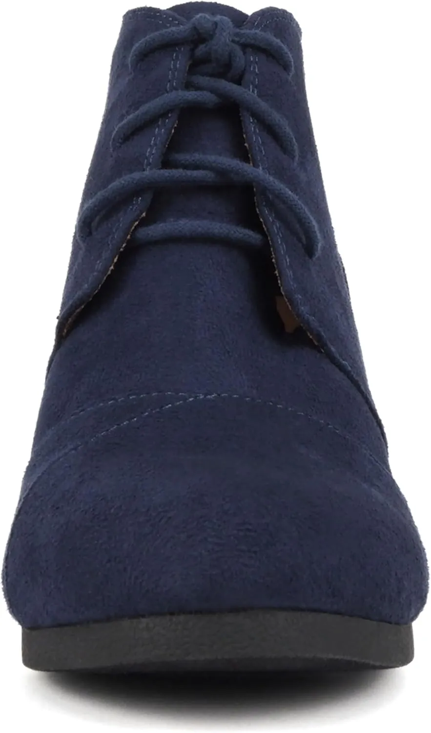 CITYCLASSIFIED “REX” ~ Women Lace Up Rounded Toe Low Wedge Ankle Bootie