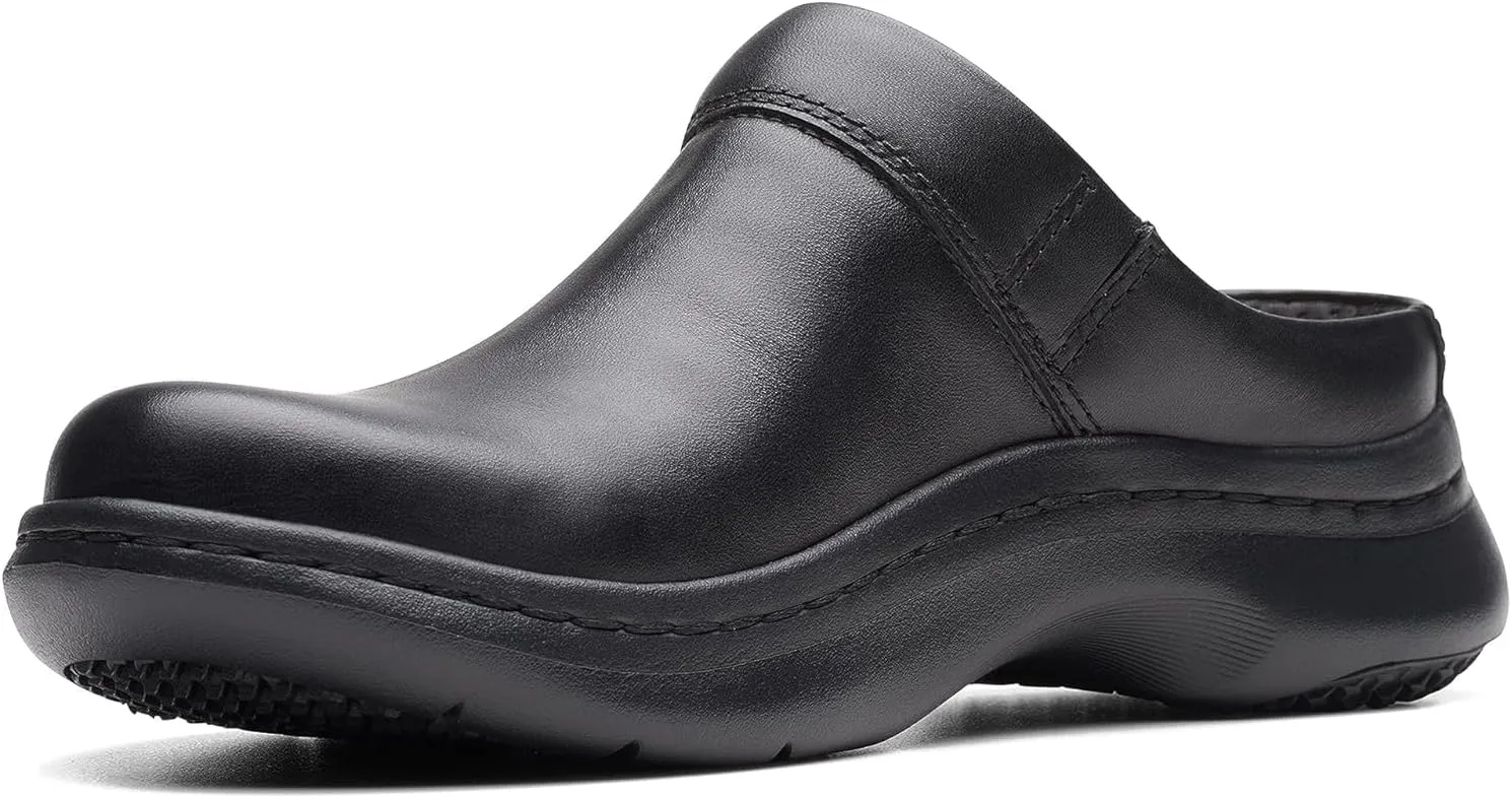 Clarks Unisex ClarksPro Clog Sneaker, Black Leather, 7 US Women