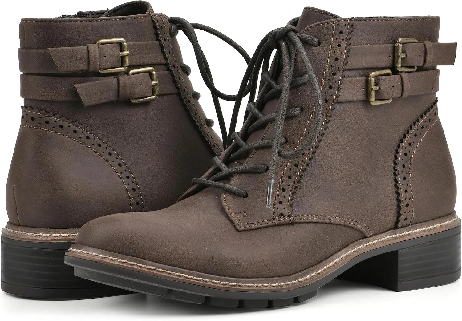 CLIFFS BY WHITE MOUNTAIN Women's Shoes Elibeth Stacked Heel Lace-Up Ankle Bootie