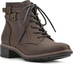 CLIFFS BY WHITE MOUNTAIN Women's Shoes Elibeth Stacked Heel Lace-Up Ankle Bootie