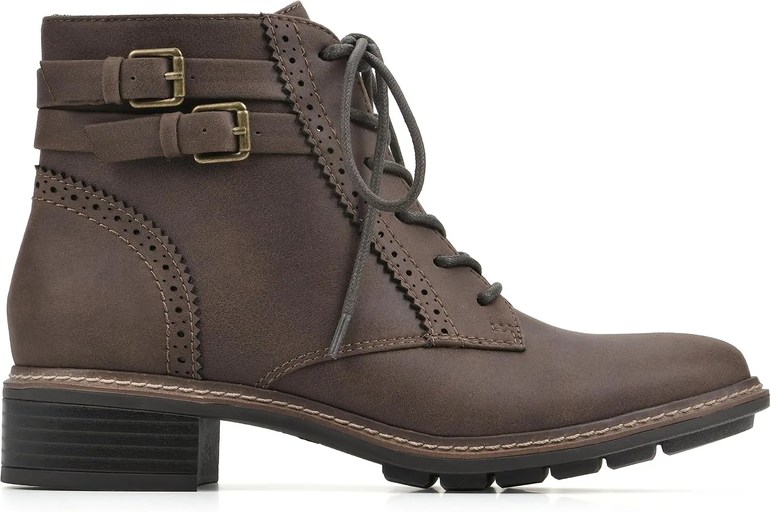 CLIFFS BY WHITE MOUNTAIN Women's Shoes Elibeth Stacked Heel Lace-Up Ankle Bootie