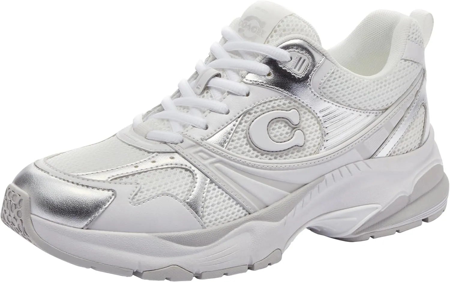 Coach Women's Metallic Mesh Sneaker, Charcoal/Black, 6.5