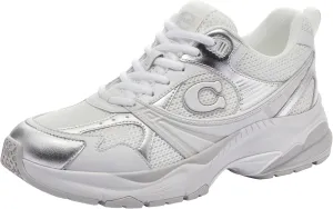 Coach Women's Metallic Mesh Sneaker, Charcoal/Black, 6.5
