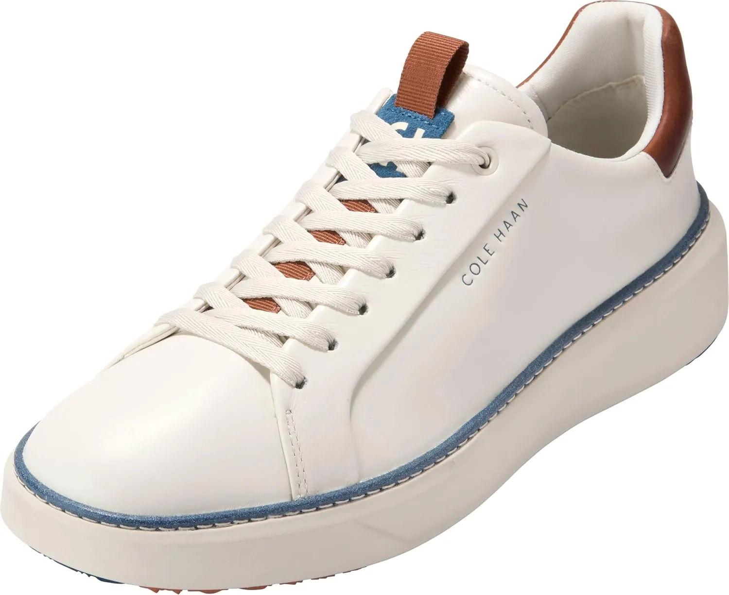 Cole Haan Men's Grandpro Topspin Golf Sneaker, Ivory/Auburn/Scroll, 11 Wide