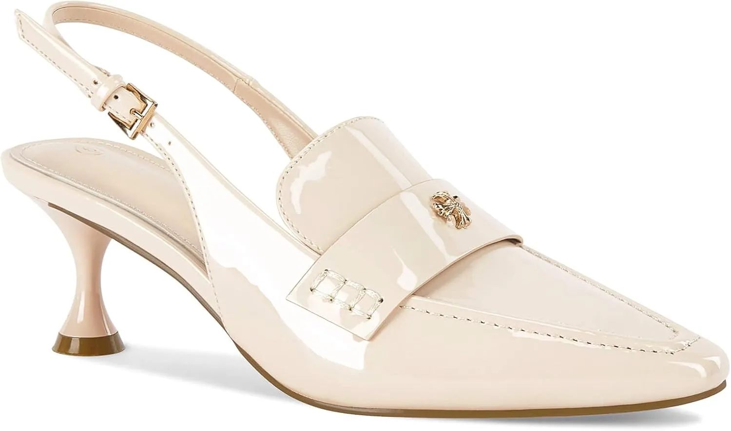 Coutgo Women's Pointed Toe Sandals Slingback Kitten Heel Pumps Slip On Ankle Buckle Dress Shoes