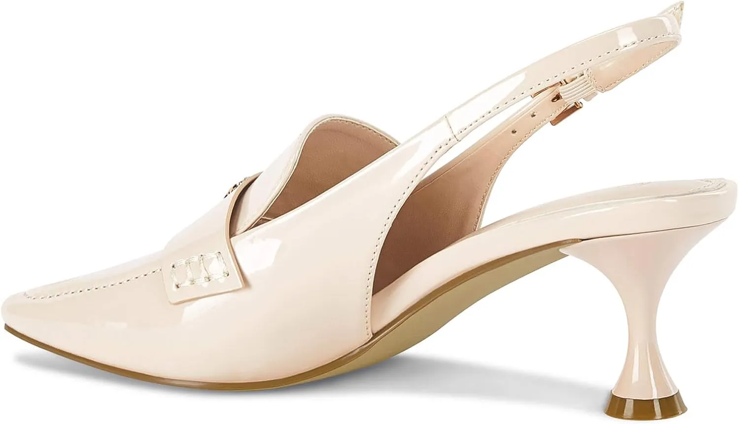 Coutgo Women's Pointed Toe Sandals Slingback Kitten Heel Pumps Slip On Ankle Buckle Dress Shoes