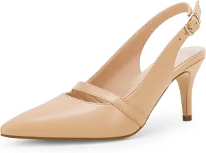 Coutgo Women's Slingback Kitten Heels Pumps Pointed Toe Backless Stiletto Wedding Party Dress Shoes