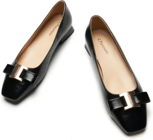 C.Paravano Women's Ballet Flats Shoes Square Toe Flats with Bowknot for Casual Work Office Party,for Women Dressy,Office Work Shoes,Wedding Guest Attire,Spring Dressy Footwear