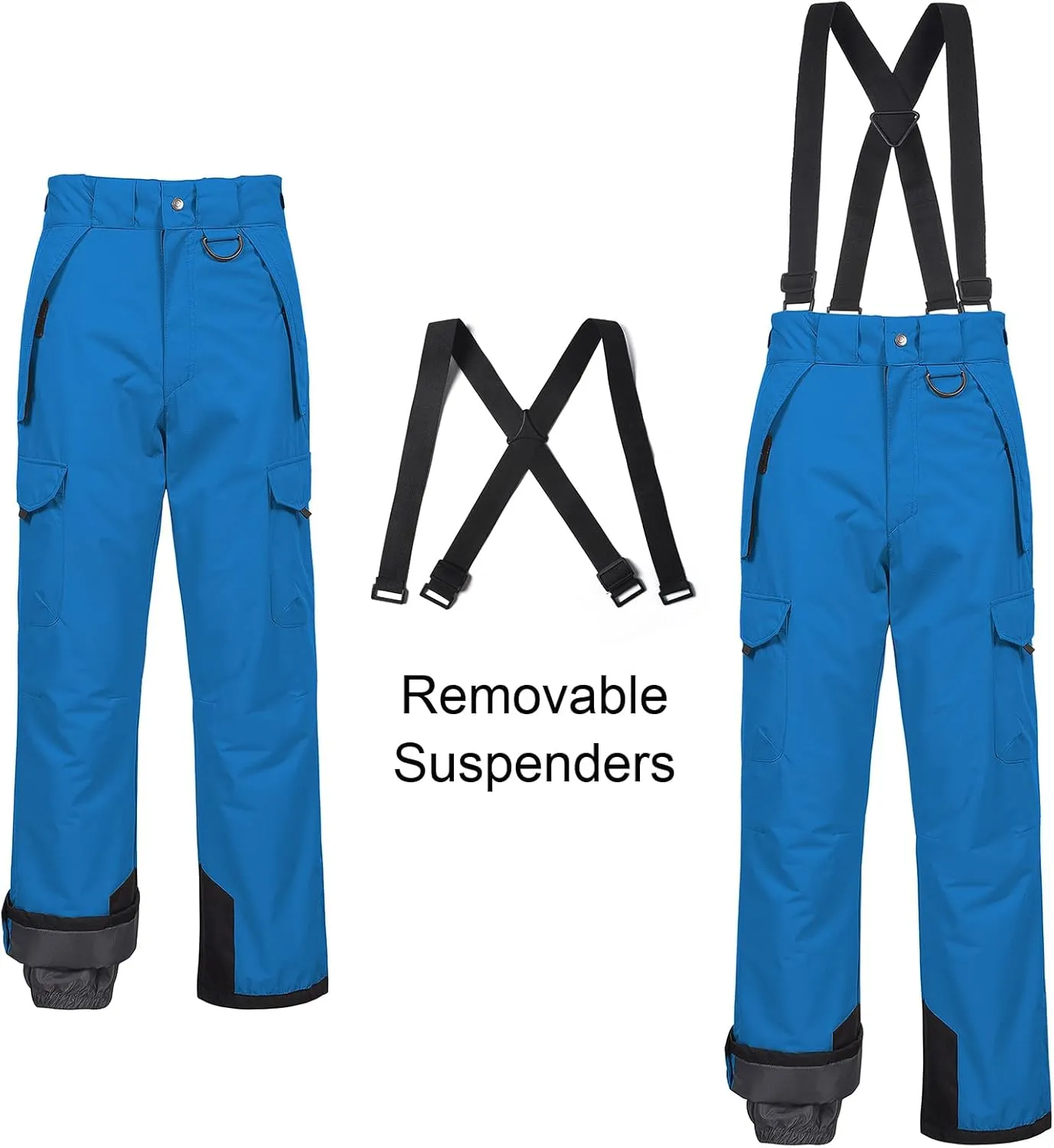 CREATMO US Men's Snow Pants Ski Bibs Waterproof Insulated Winter Snowboard Cargo