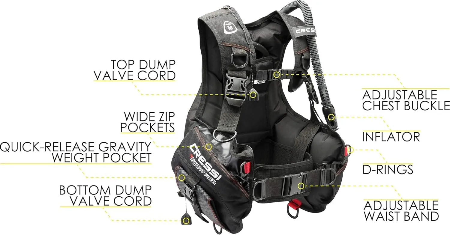 Cressi Start-er Pro Scuba Diving Package - BCD  Compact   Compact Regulator   Console - Made in Italy