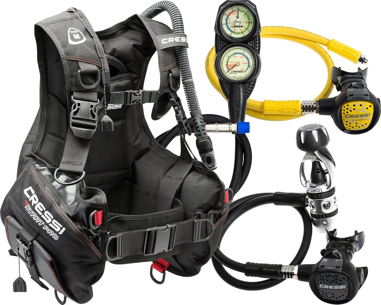 Cressi Start-er Pro Scuba Diving Package - BCD  Compact   Compact Regulator   Console - Made in Italy