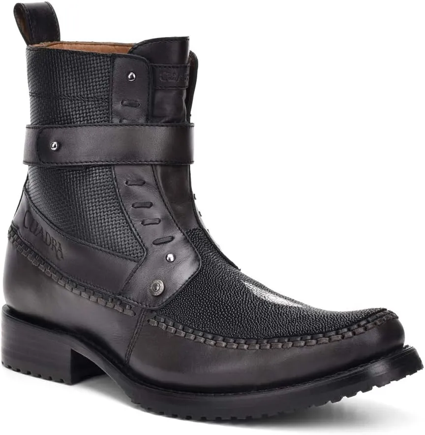 Cuadra Men's Boot in Genuine Stingray Leather with Zipper Black