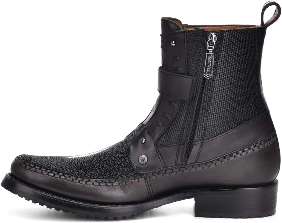 Cuadra Men's Boot in Genuine Stingray Leather with Zipper Black