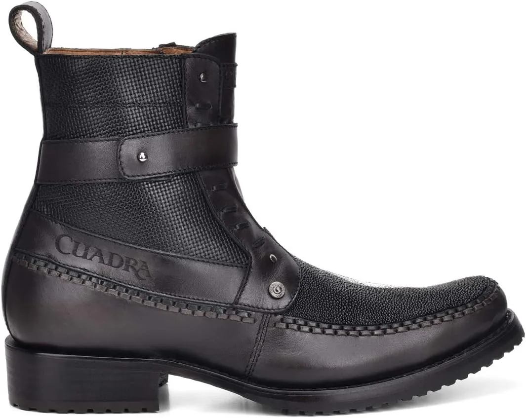 Cuadra Men's Boot in Genuine Stingray Leather with Zipper Black