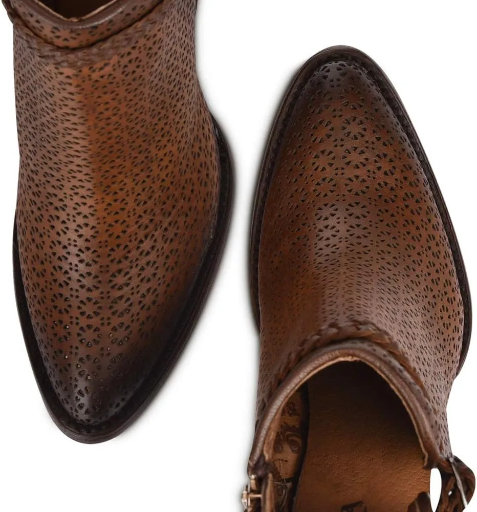 Cuadra Women's Bootie in Bovine Leather with Perforations with Zipper