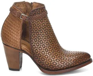 Cuadra Women's Bootie in Bovine Leather with Perforations with Zipper