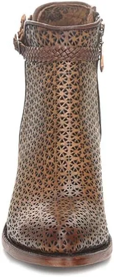 Cuadra Women's Bootie in Bovine Leather with Perforations with Zipper