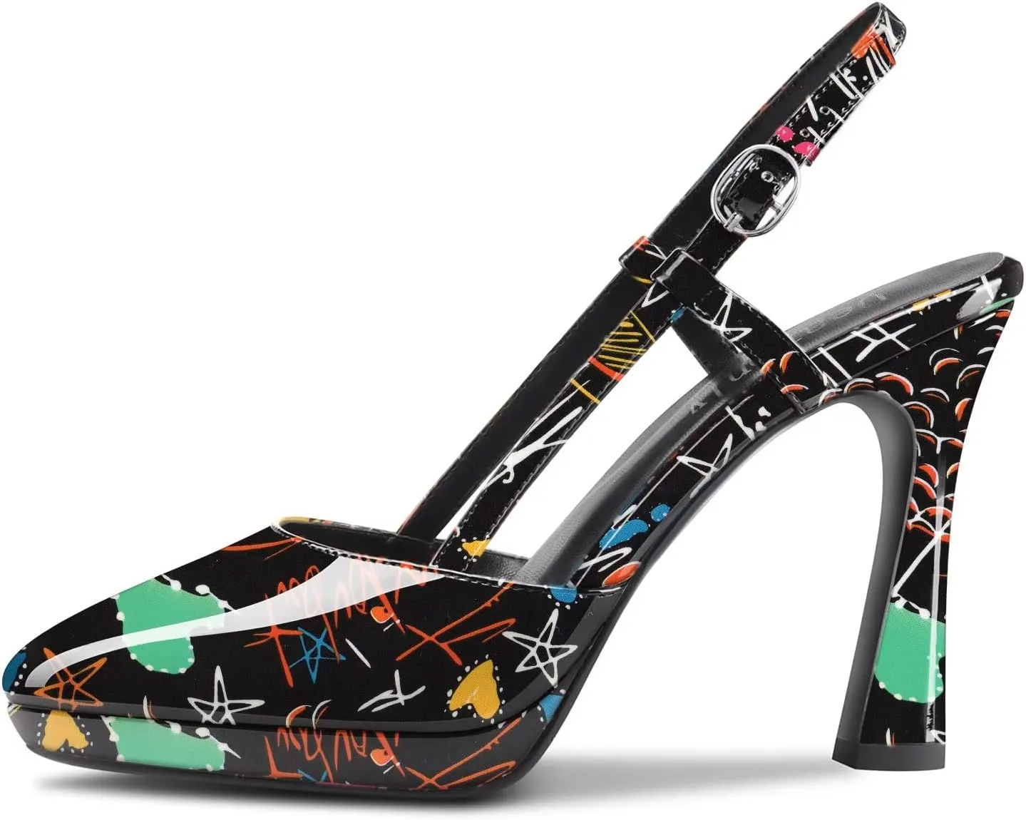 DearOnly Women Chunky Block High Platform Heel Pointed Toe Pumps Slingback Prom Dress 3.9 Inches Heels