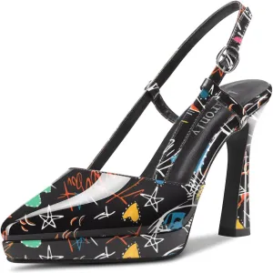 DearOnly Women Chunky Block High Platform Heel Pointed Toe Pumps Slingback Prom Dress 3.9 Inches Heels