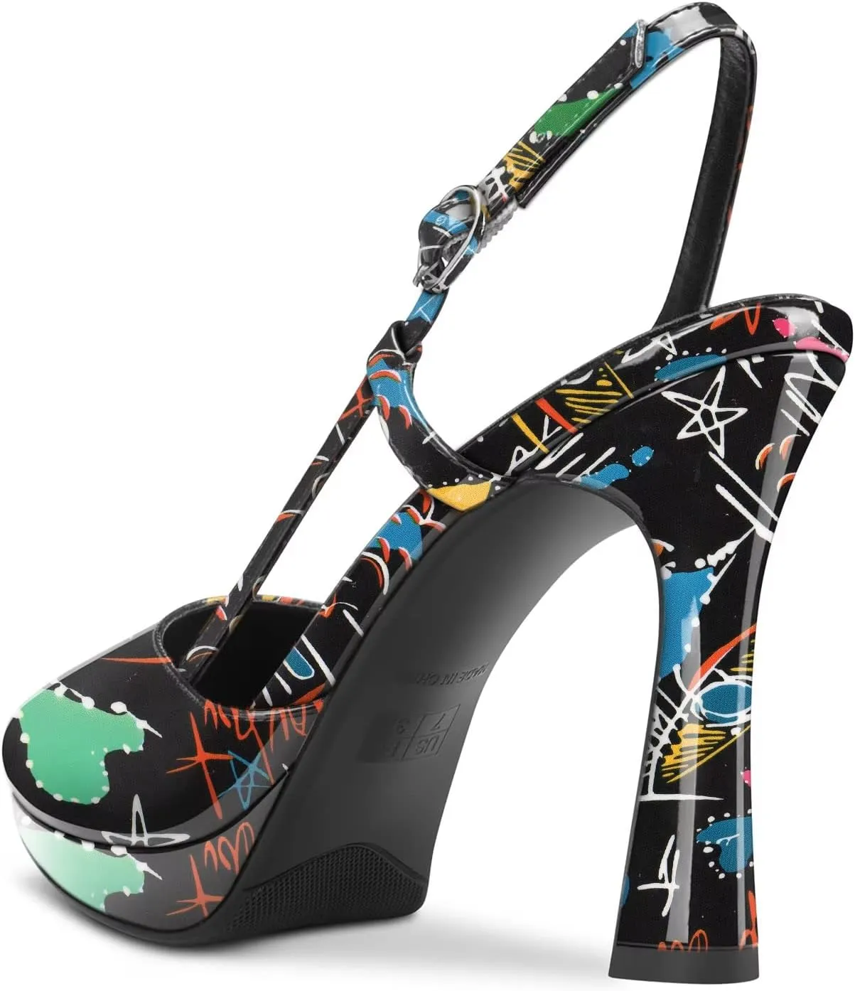 DearOnly Women Chunky Block High Platform Heel Pointed Toe Pumps Slingback Prom Dress 3.9 Inches Heels