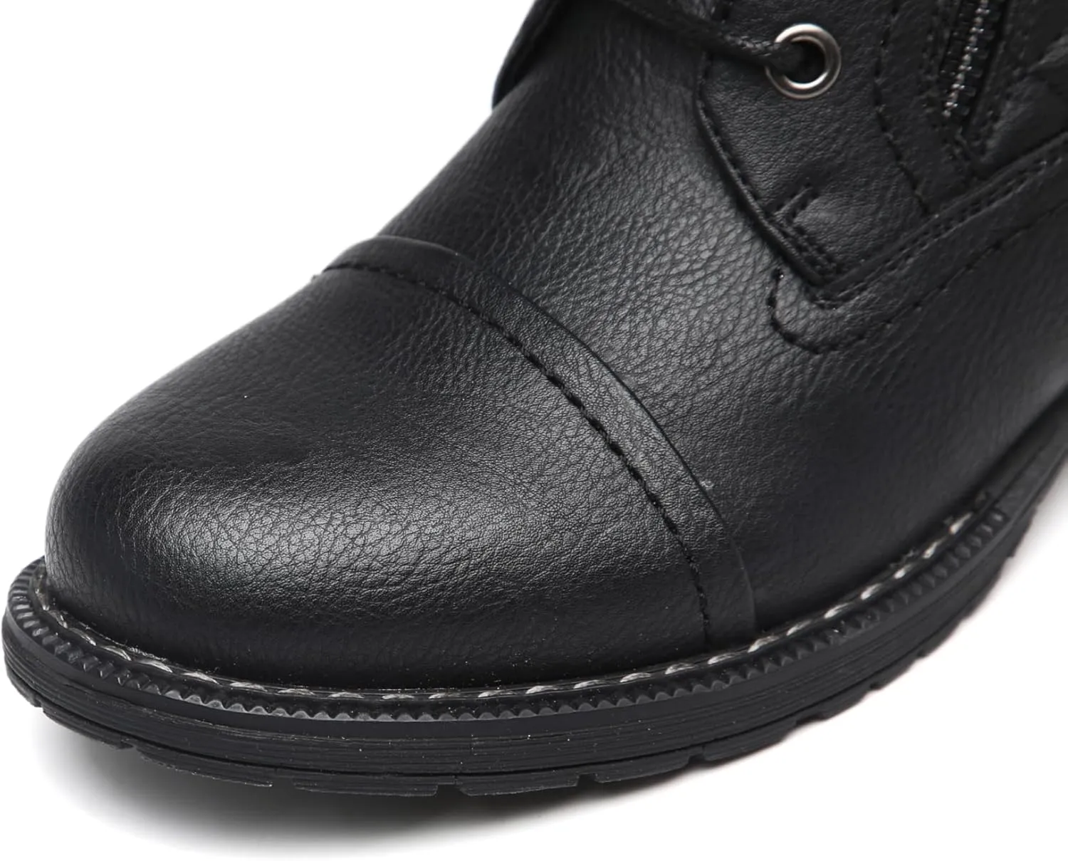 DECARSDZ Women's Fashion Black Ankle Boots Combat Motorcycle Lace Up Booties