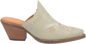 Dingo Womens Wildflower Floral Embroidered Round Toe Mule Casual Boots Mid Heel 2-3" - Off White