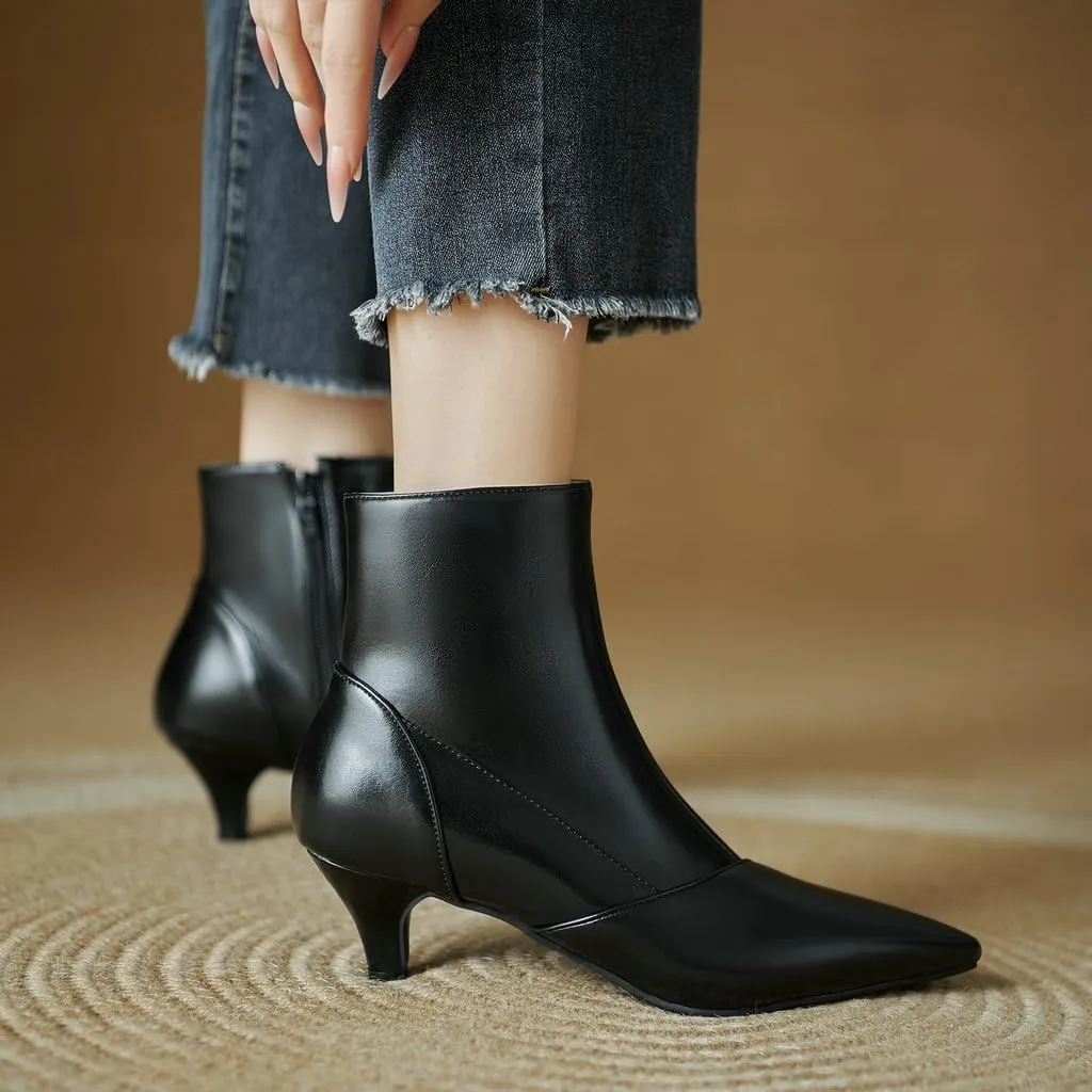 DINTAHA Pointed Toe Booties,Womens Dress Boots Low Heel,Kitten Heel Metallic Boots For Women