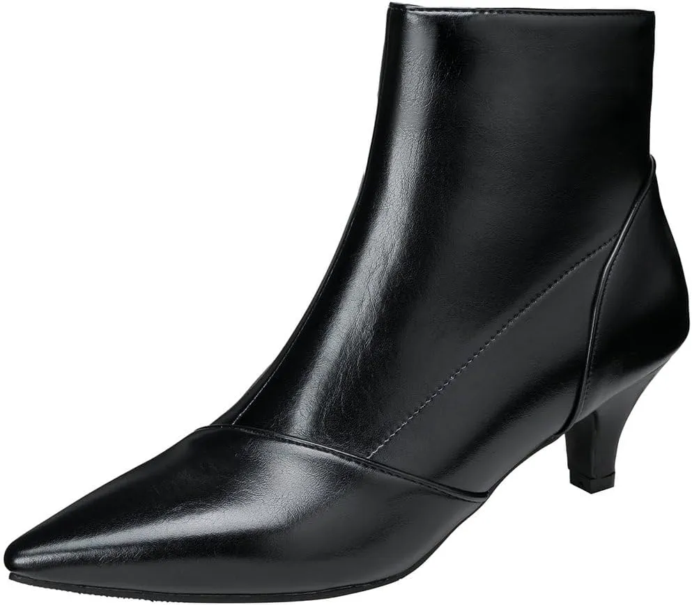 DINTAHA Pointed Toe Booties,Womens Dress Boots Low Heel,Kitten Heel Metallic Boots For Women