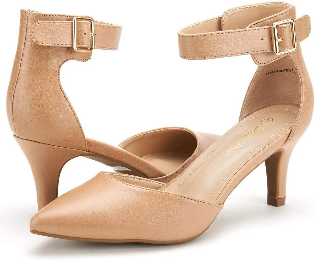 DREAM PAIRS Kitten Heel Low Heel for Women Closed Pointed Toe Pumps Wedding Party Sexy Dress Shoes Lowpointed