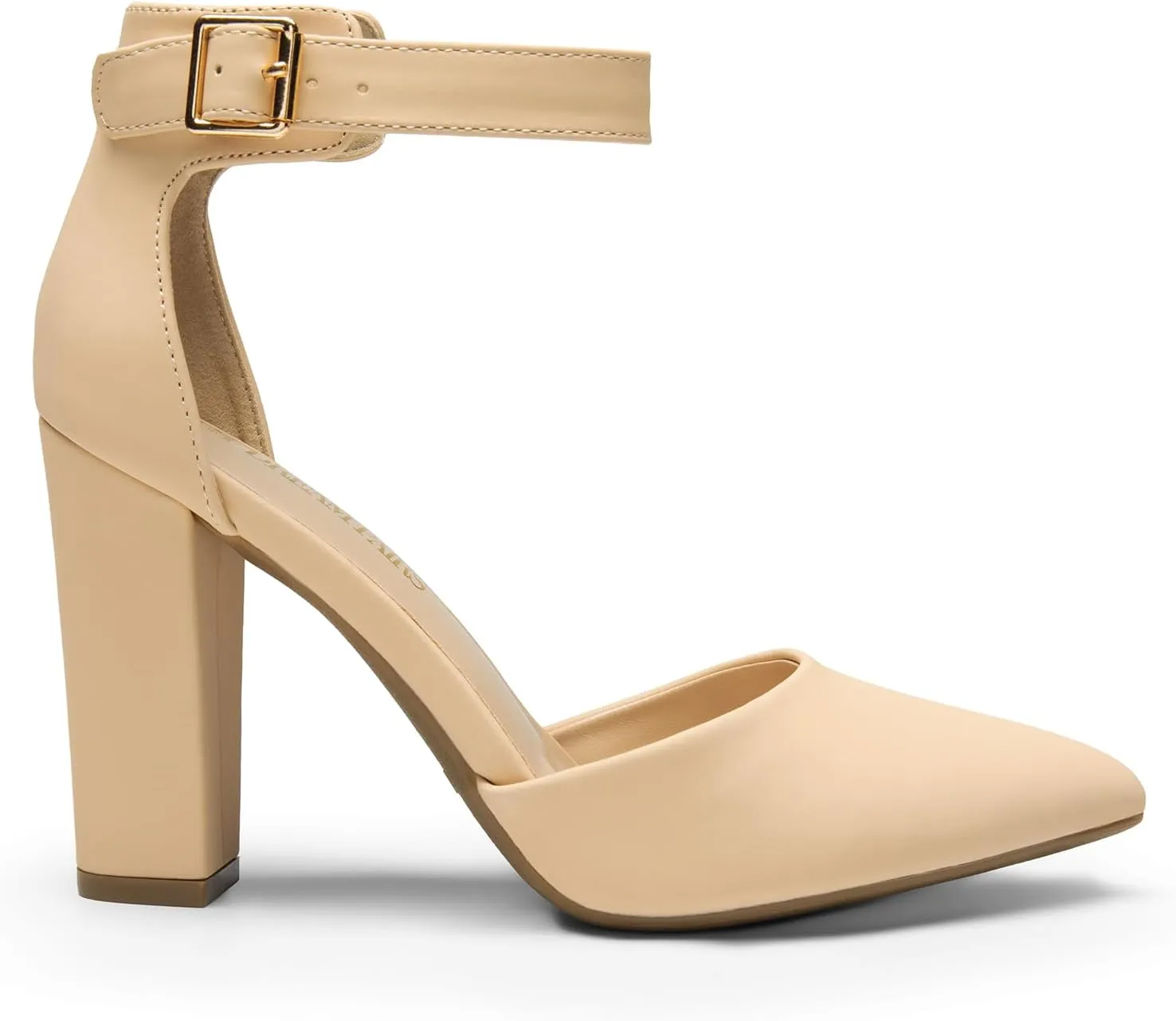 DREAM PAIRS Women's Chunky High Heels Dress Pumps Closed Pointed Toe Block Ankle Strap Shoes for Wedding Party