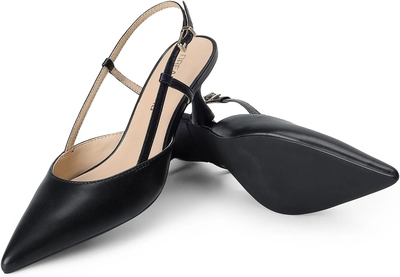 DREAM PAIRS Women's Slingback Kitten Heels Closed Pointed Toe Low Stiletto Heels Dress Bridal Party Wedding Pumps Shoes
