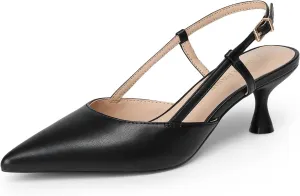 DREAM PAIRS Women's Slingback Kitten Heels Closed Pointed Toe Low Stiletto Heels Dress Bridal Party Wedding Pumps Shoes