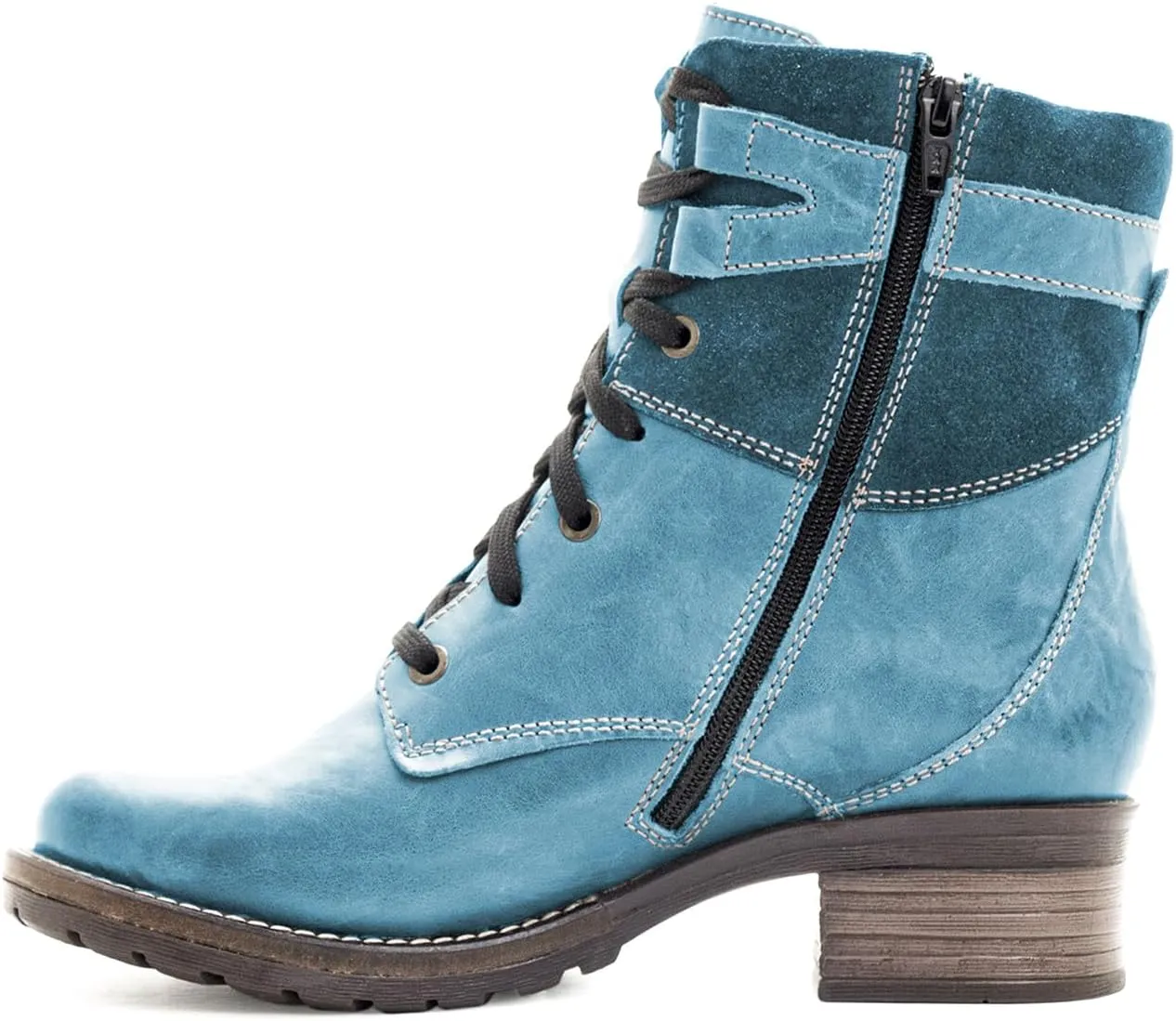 Dromedaris Women's Kara Combat Lace-up Comfort Boot with Inside Zip