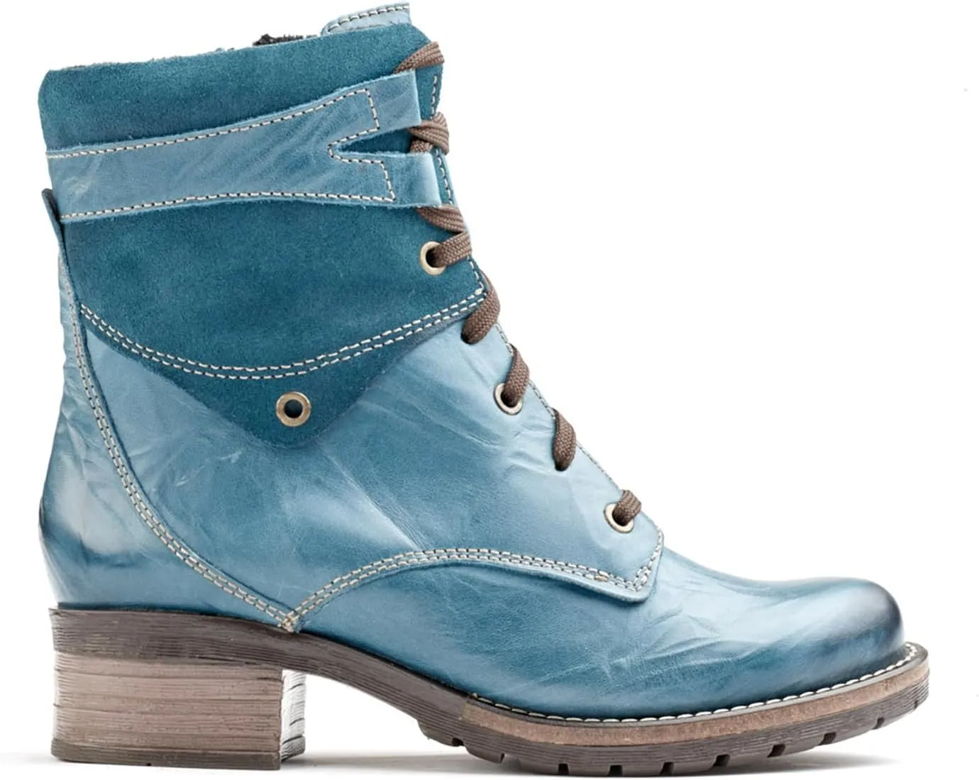 Dromedaris Women's Kara Combat Lace-up Comfort Boot with Inside Zip