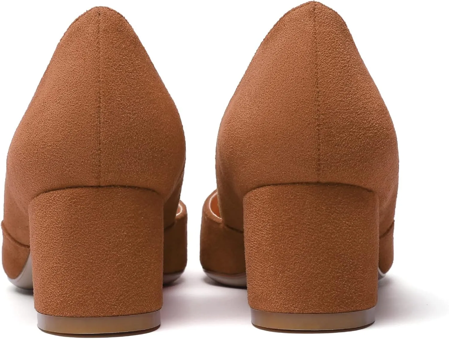 Eldof Women's Pointed Toe Cut Out D'Orsay Slip On Mid Block Heel Pumps Comfortable 2 Inch Block Heels for Dress Party Wedding