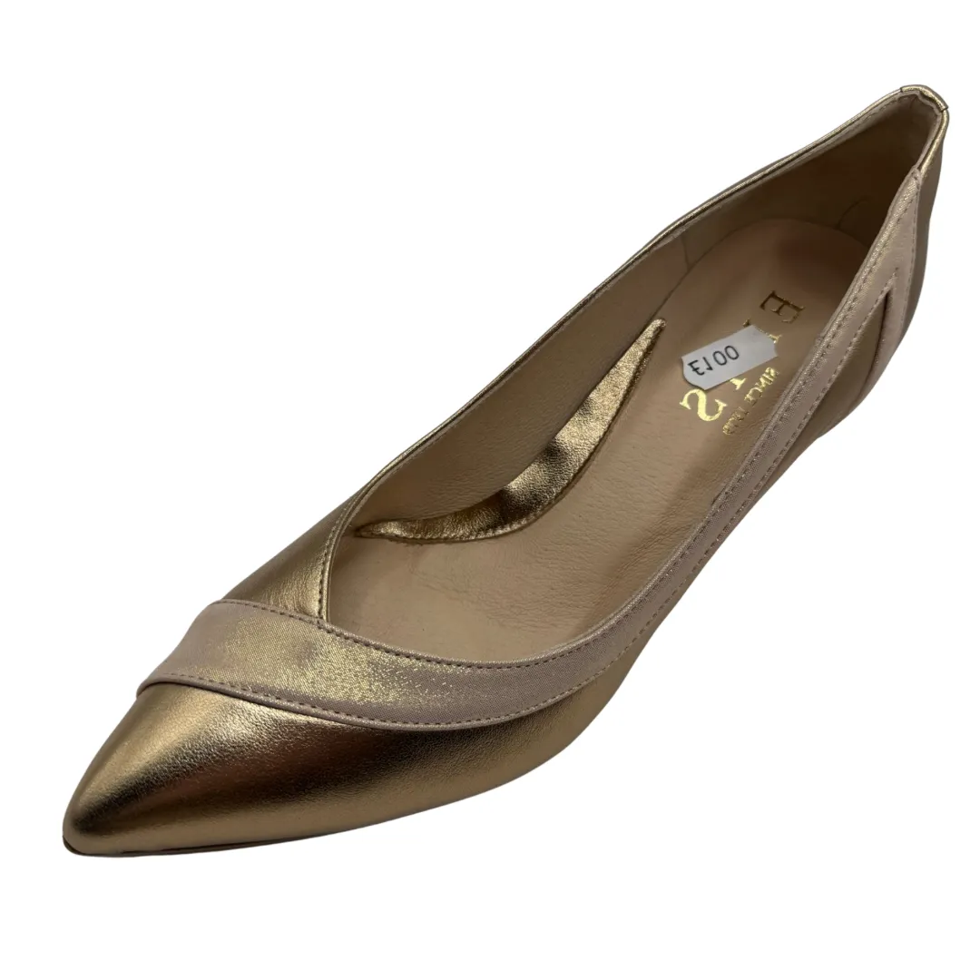 Emis Bronze Metallic Heels with Pale Pink Shimmer Detail